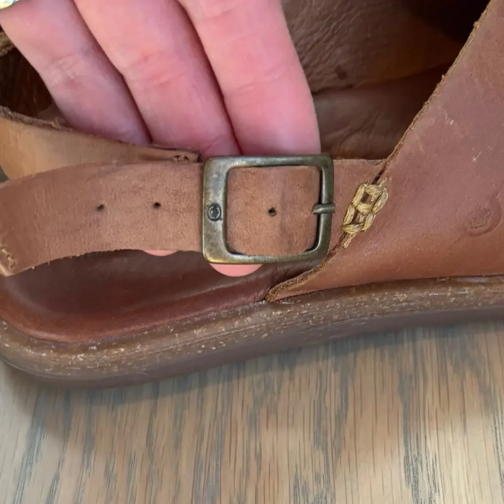 Born Leather Crisscross Slingback Comfort Sandals Brown Boho Womens Size 9 - Picture 8 of 9